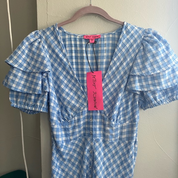 Betsy Johnson Blue Gingham Maxi Dress NWT - Picture 3 of 9